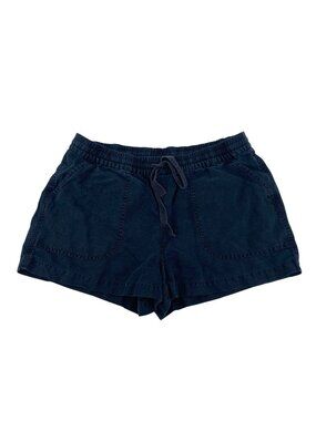 J.Crew Size M Seaside Shorts Black Linen Lyocell Blend Elastic Drawstring Waist